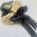 Scrunchie Patchwork Listón Beige c/ negro