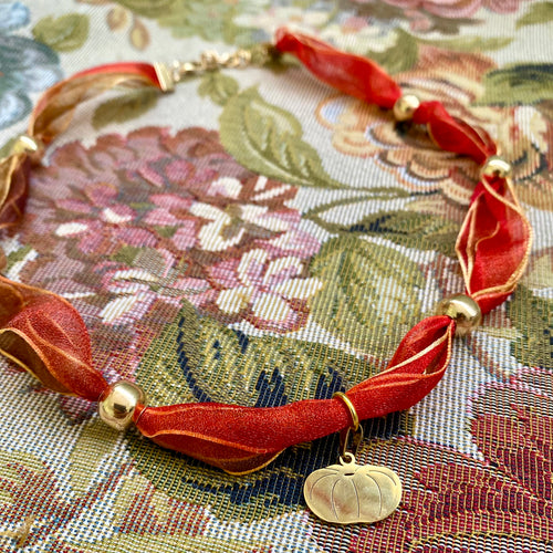 Collar Calabaza Rojo Anaranjado c/ Dorado