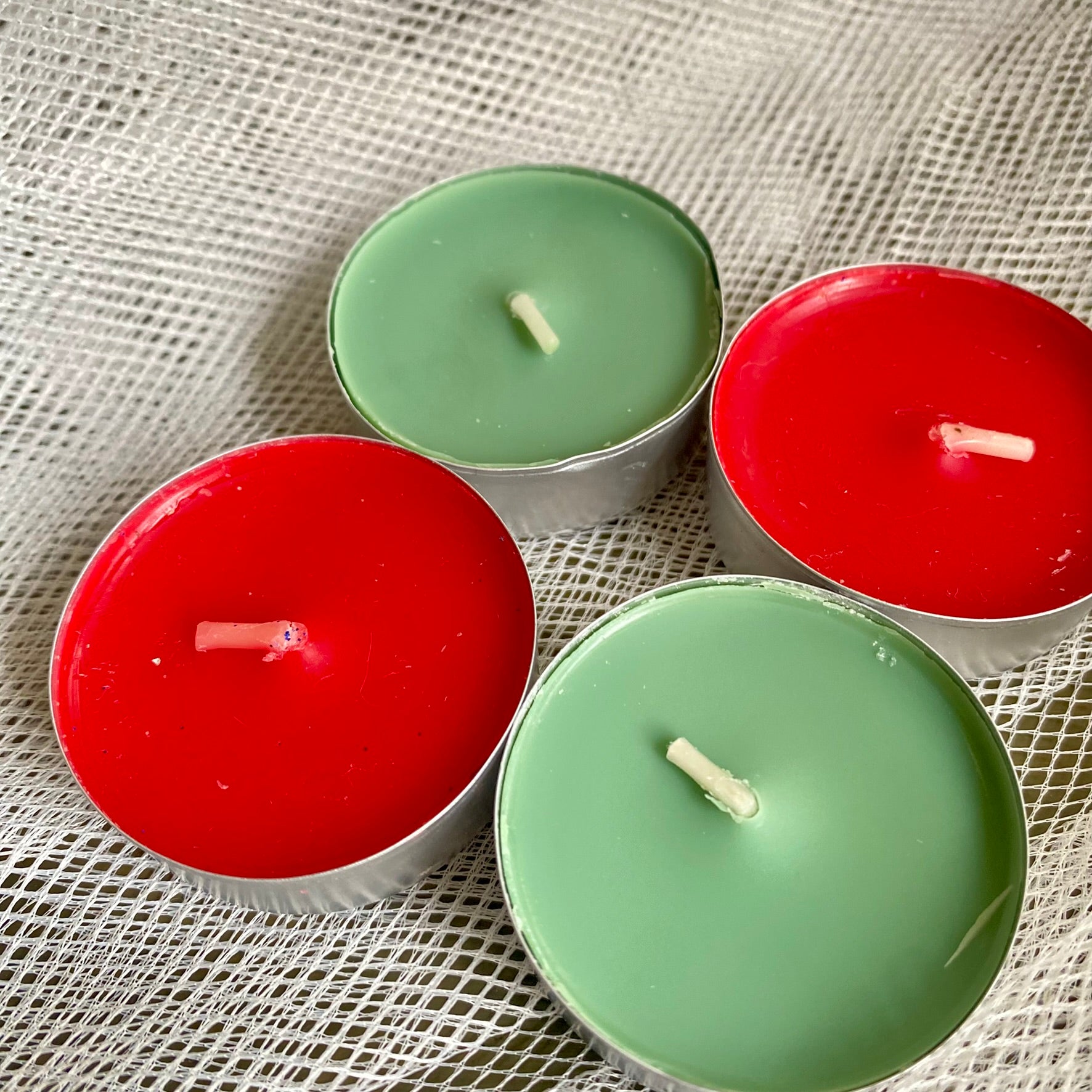 Set 4 Velas Tealights - Rojo y Verde