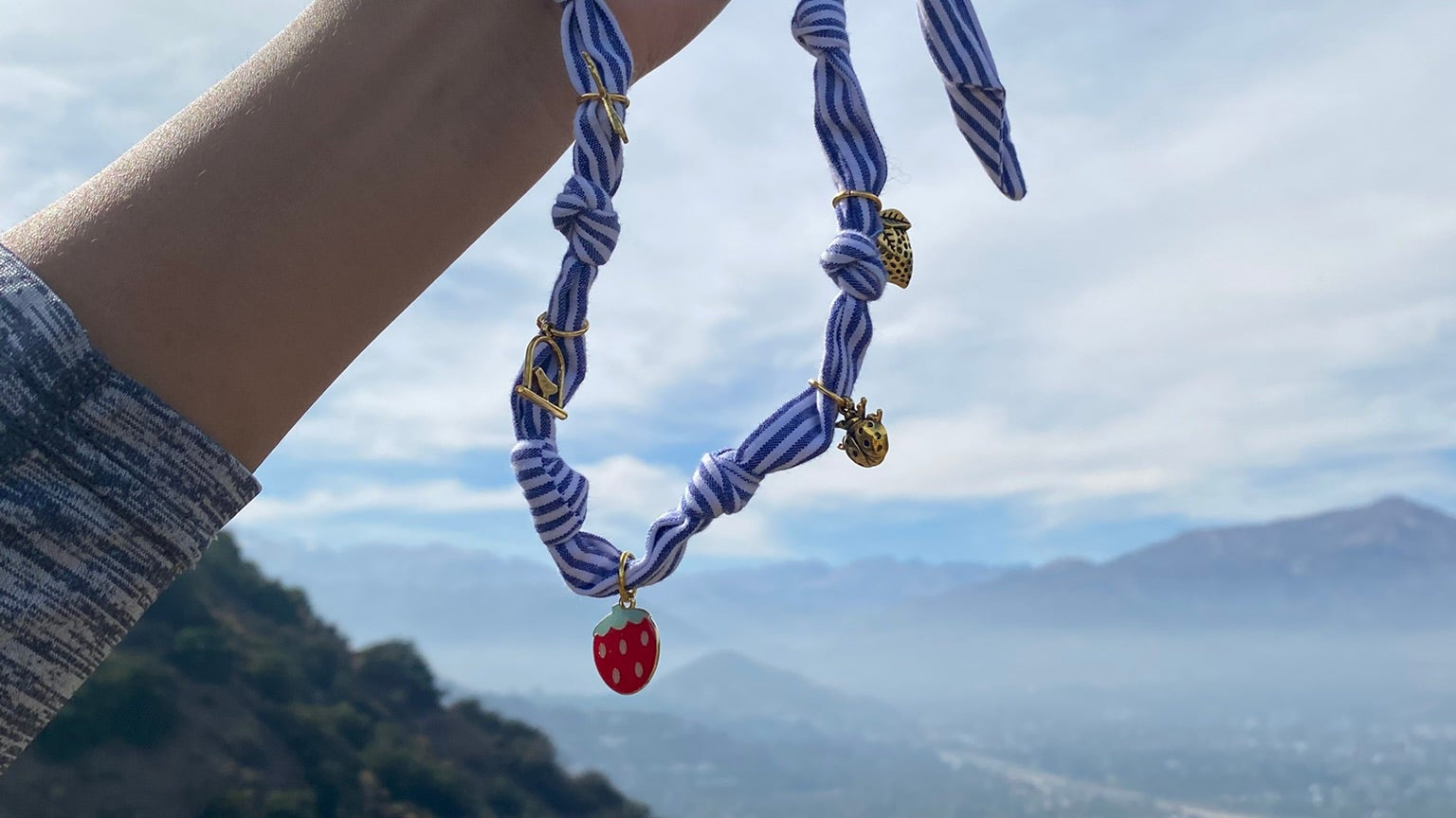 Collar rayado frutilla