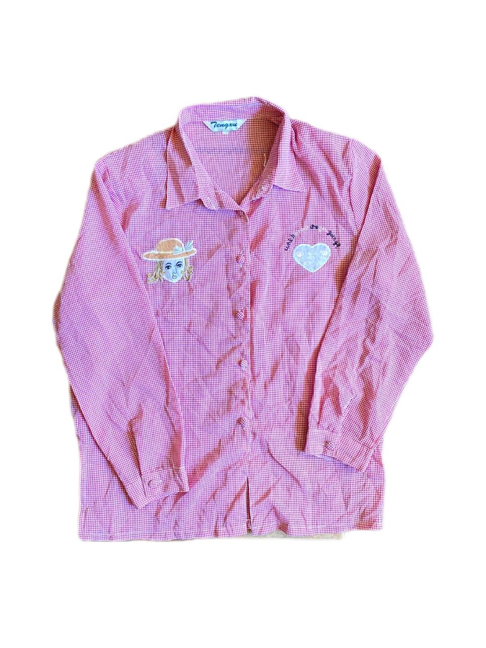 Blusa cuadrillé Roja con Parches bordados